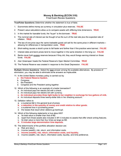 money and banking test questions.